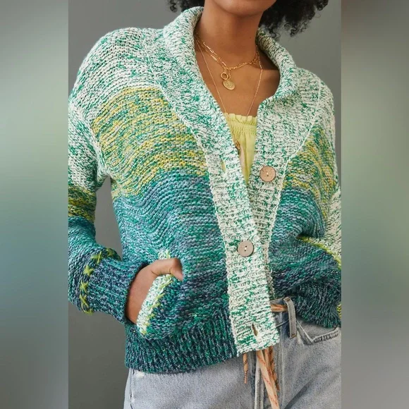 EUC Pilcro Anthropologie Sunset Embroidered Cardigan size Small - Picture 5 of 13